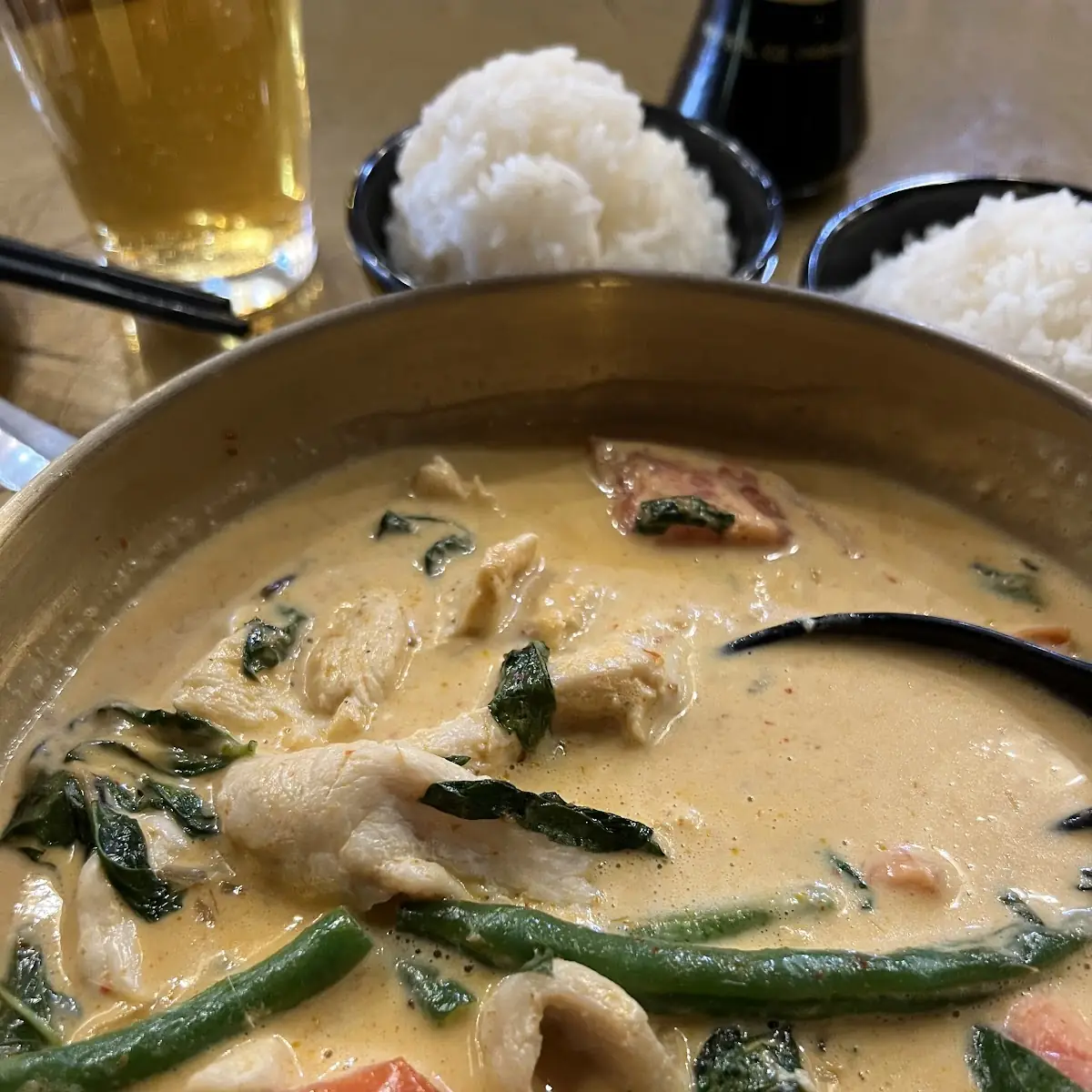 Green Curry in Brass Wok