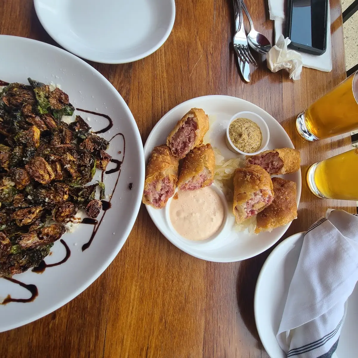 Reuben Spring Rolls and Charred Brussels Sprouts