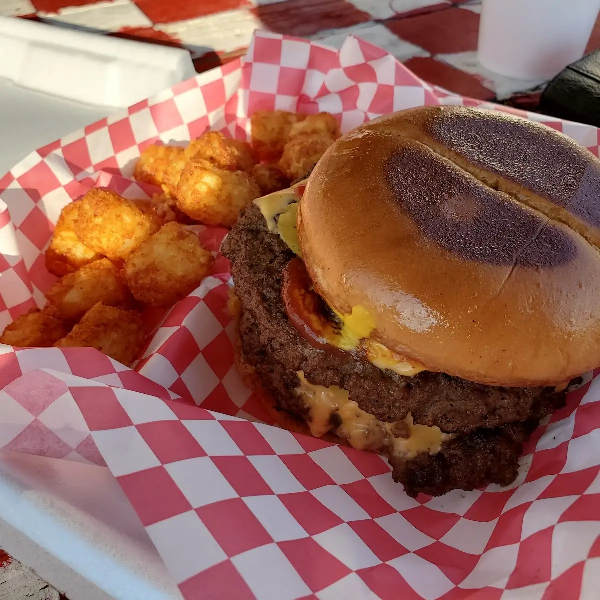 Specialty Burger and Tater Tots
