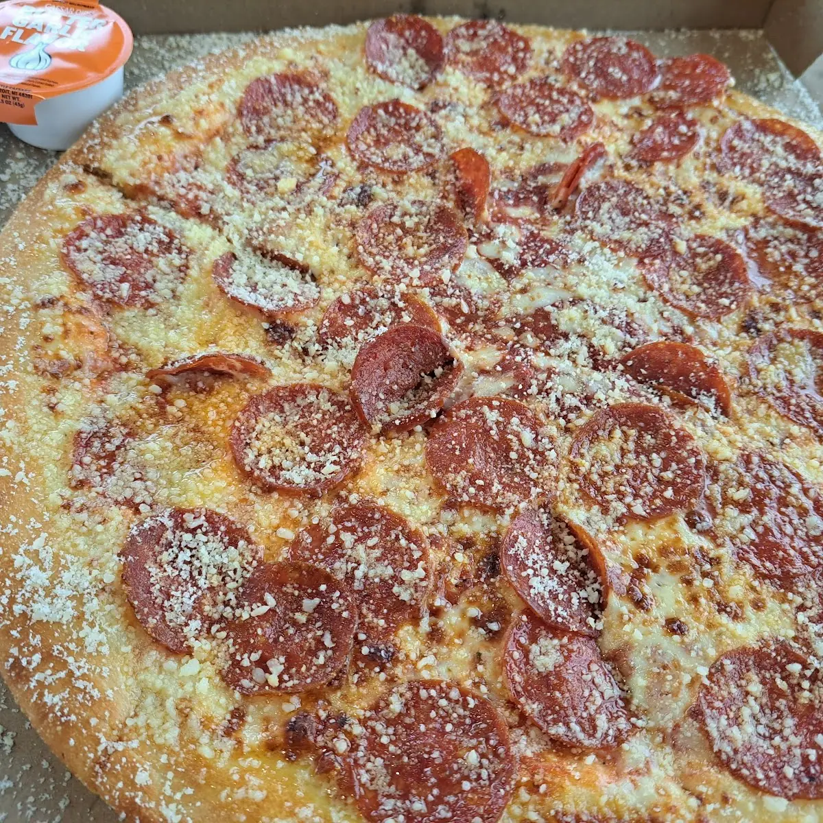 Pepperoni Pizza with Garlic Parmesan Sauce