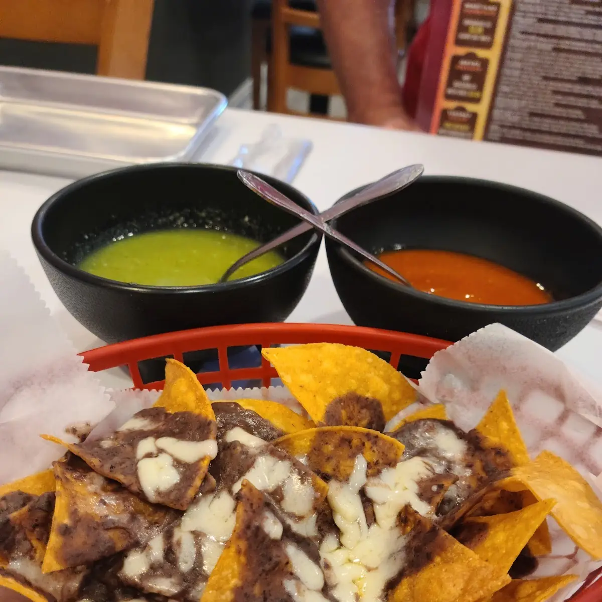 Chips and Salsa Verde and Salsa Roja