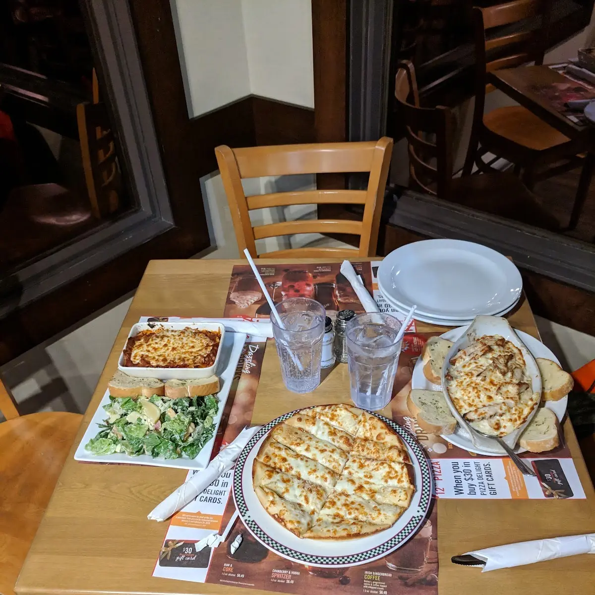 Chicken Alfredo Lasagna Cesar Salad and 12'' Garlic Finger, Pizza Delight