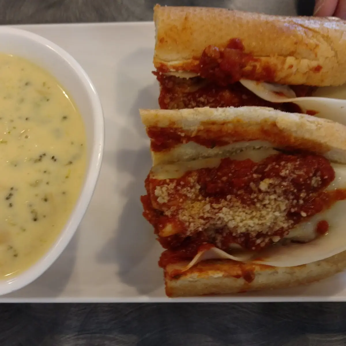 Meatball Sub with Broccoli Cheese Soup