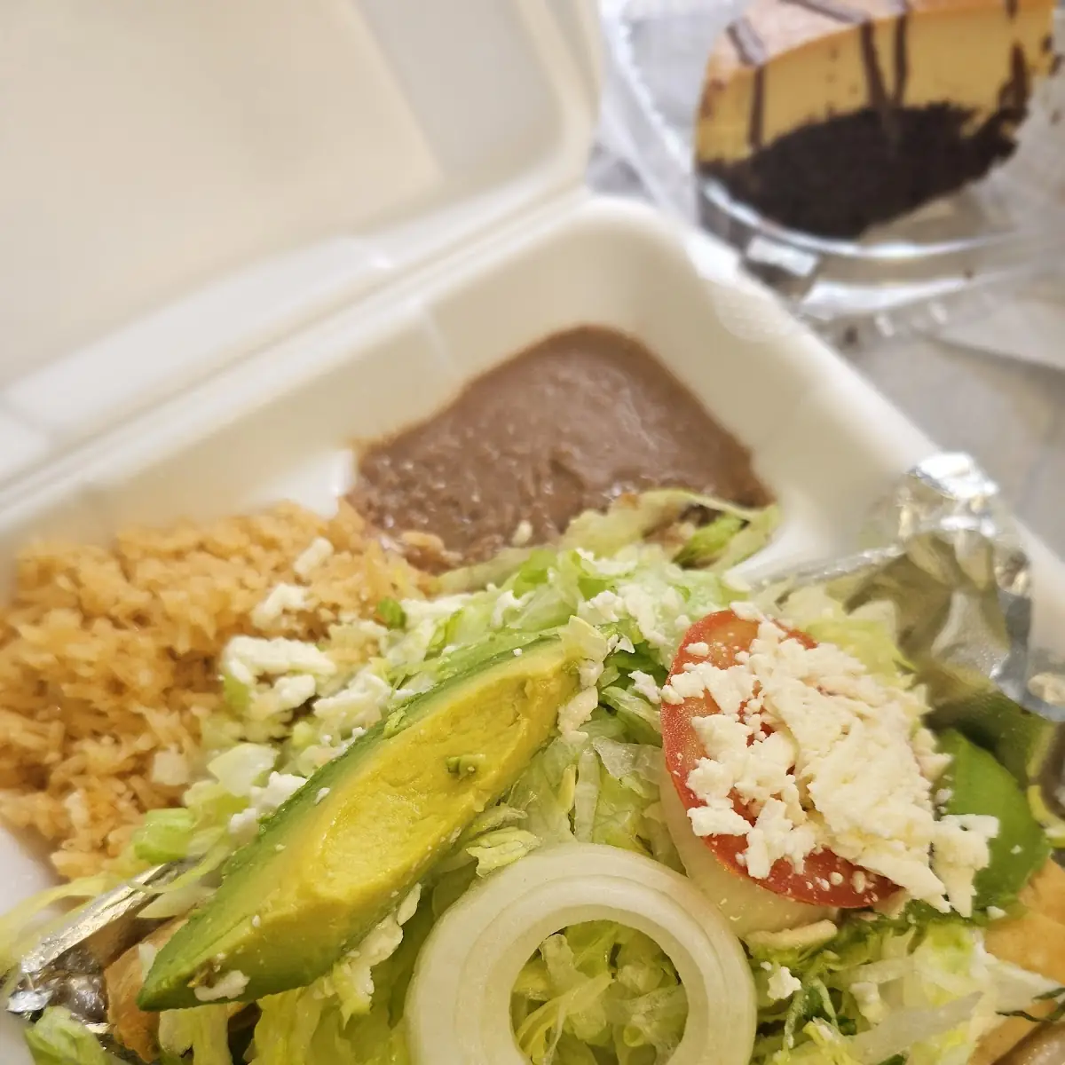 Flautas De Pollo Plate and Choco Flan for Dessert