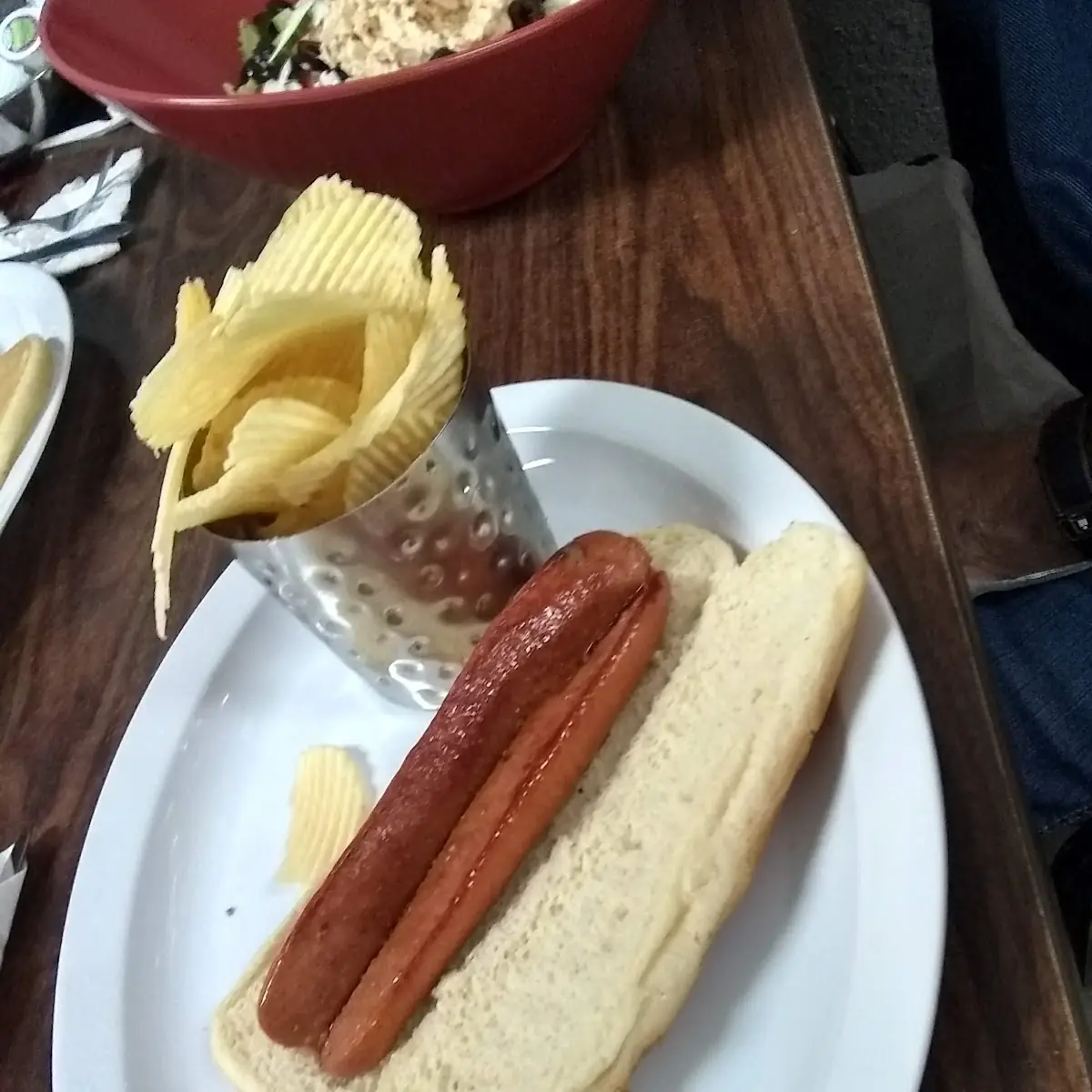 Grilled Hot Dog and Chips