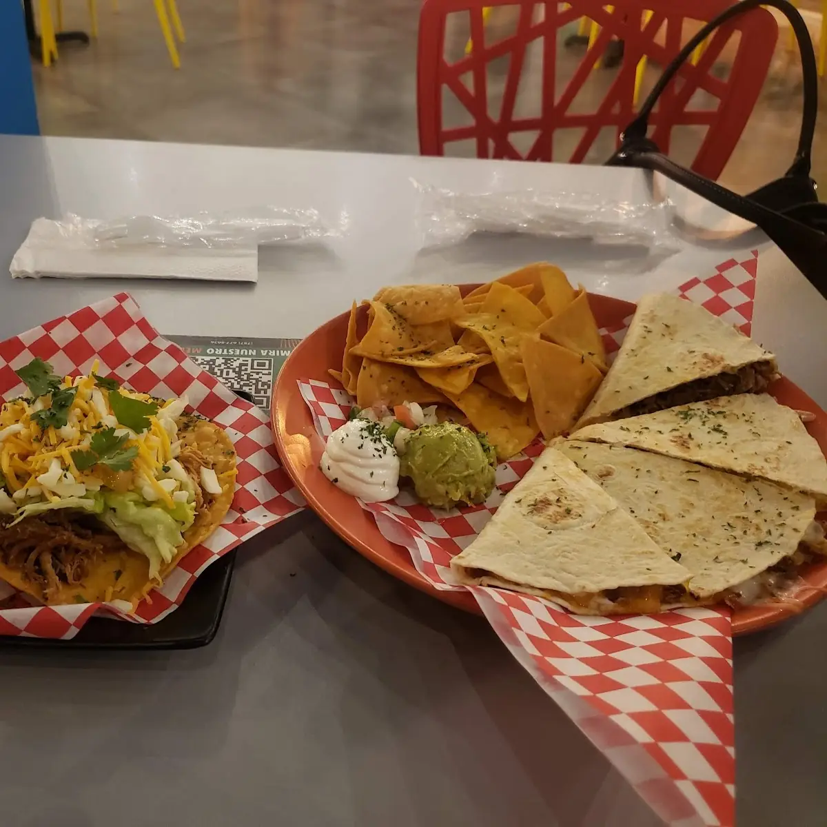 Chicken Tostada & Chicken Quesadillas
