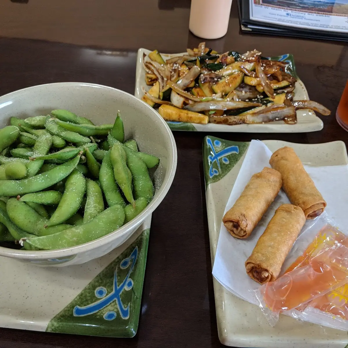 Edamame Zucchini and Onions Spring Rolls