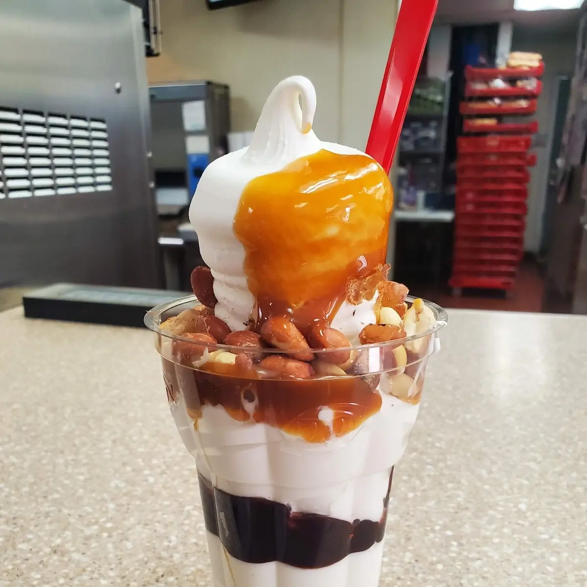 Peanut Buster Parfait with a Caramel Twist