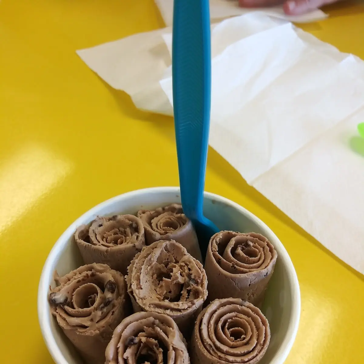 Rolled Ice Cream with Chocolate Swirl