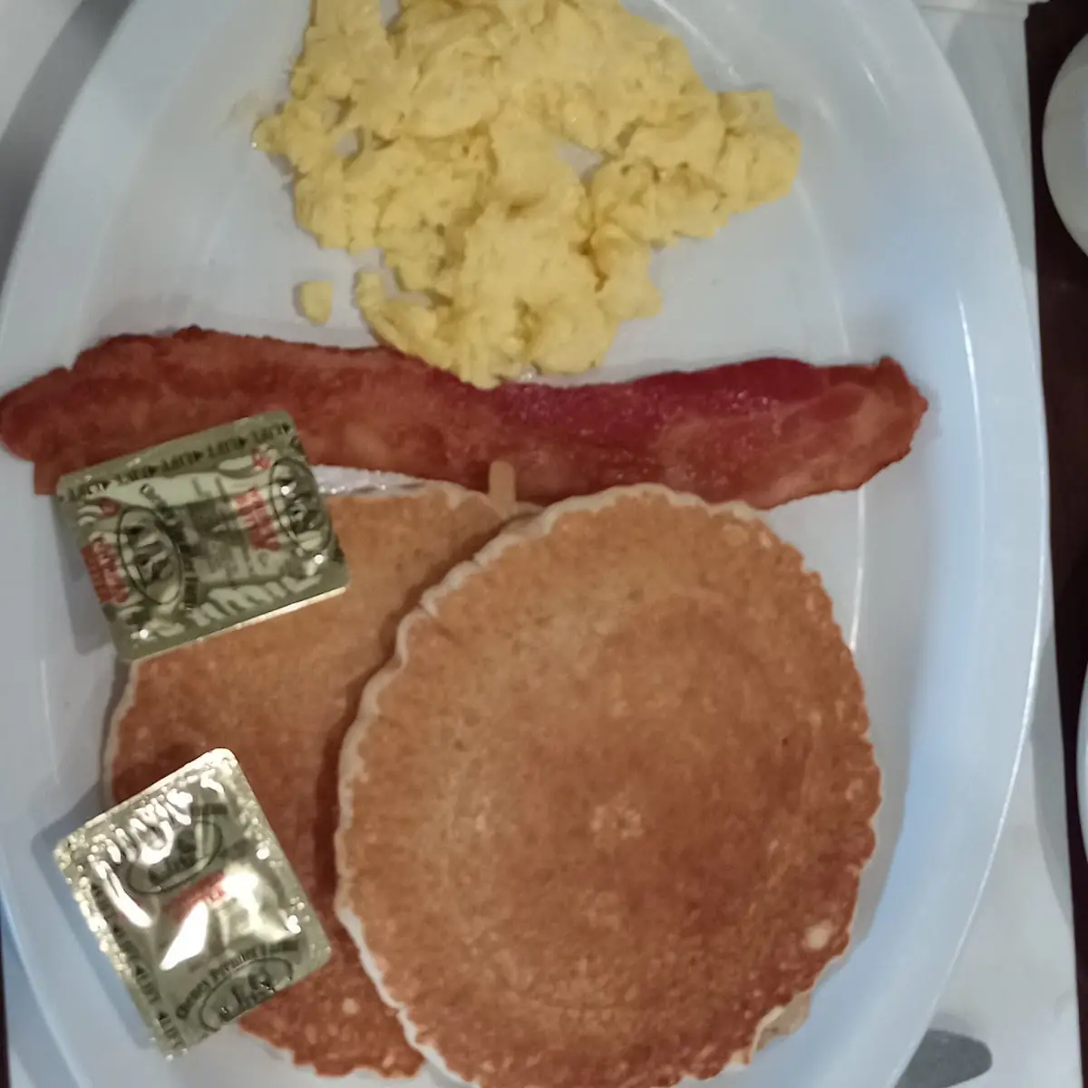 Pancake Breakfast with Bacon and Eggs