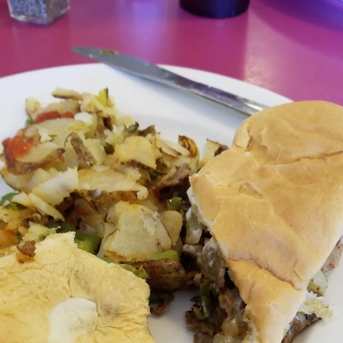 Philly Cheese Steak Sub with Home Fries