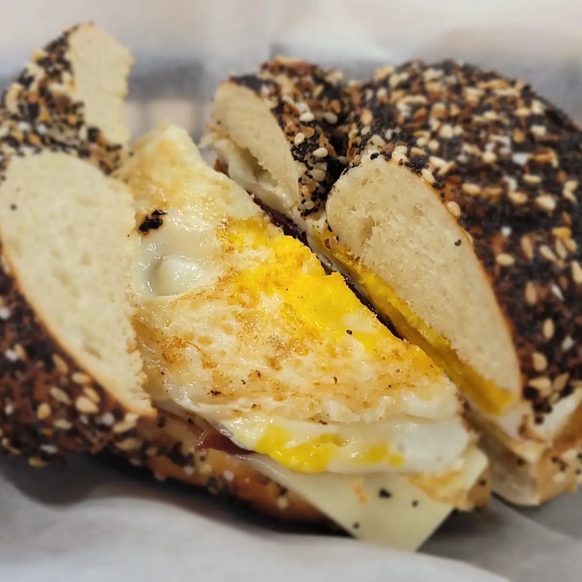 Everything Bacon Egg and Cheese Bagel
