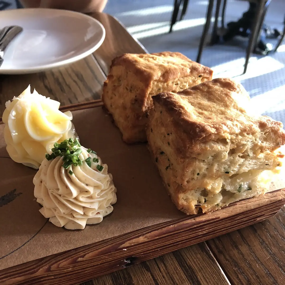 Biscuits with Bacon Butter and Honey Butter