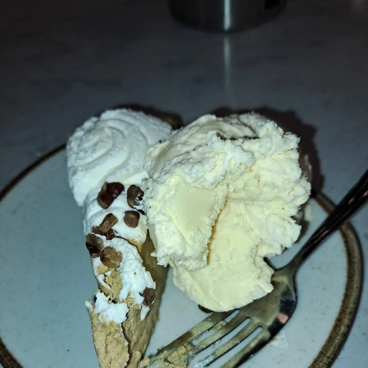 Pumpkin Cheesecake with Vanilla Ice Cream