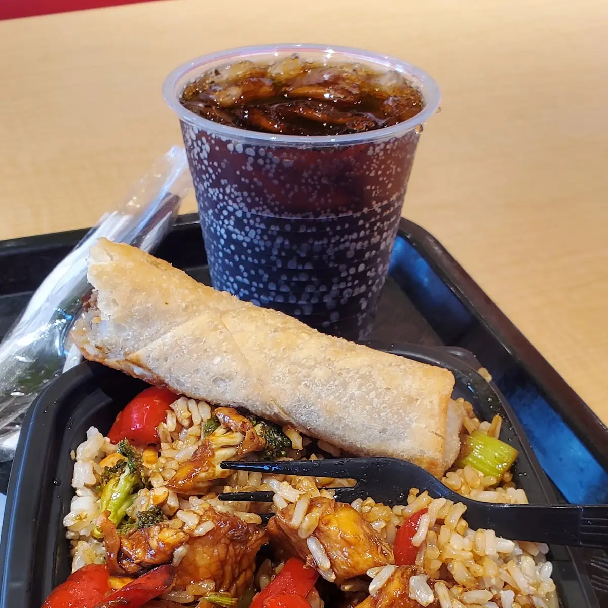 Cashew Chicken Brown Rice & Egg Roll