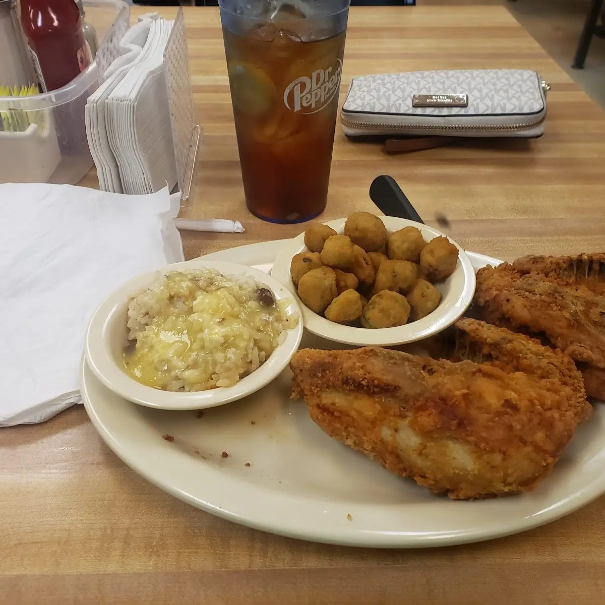 Fried Chicken Rice Pudding and Fried Okra