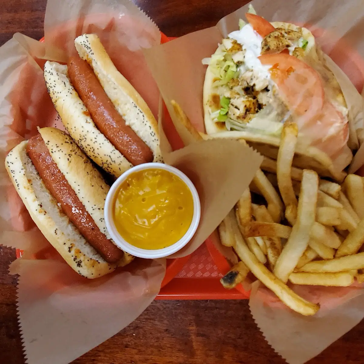 Chicken Gyro and Hotdogs