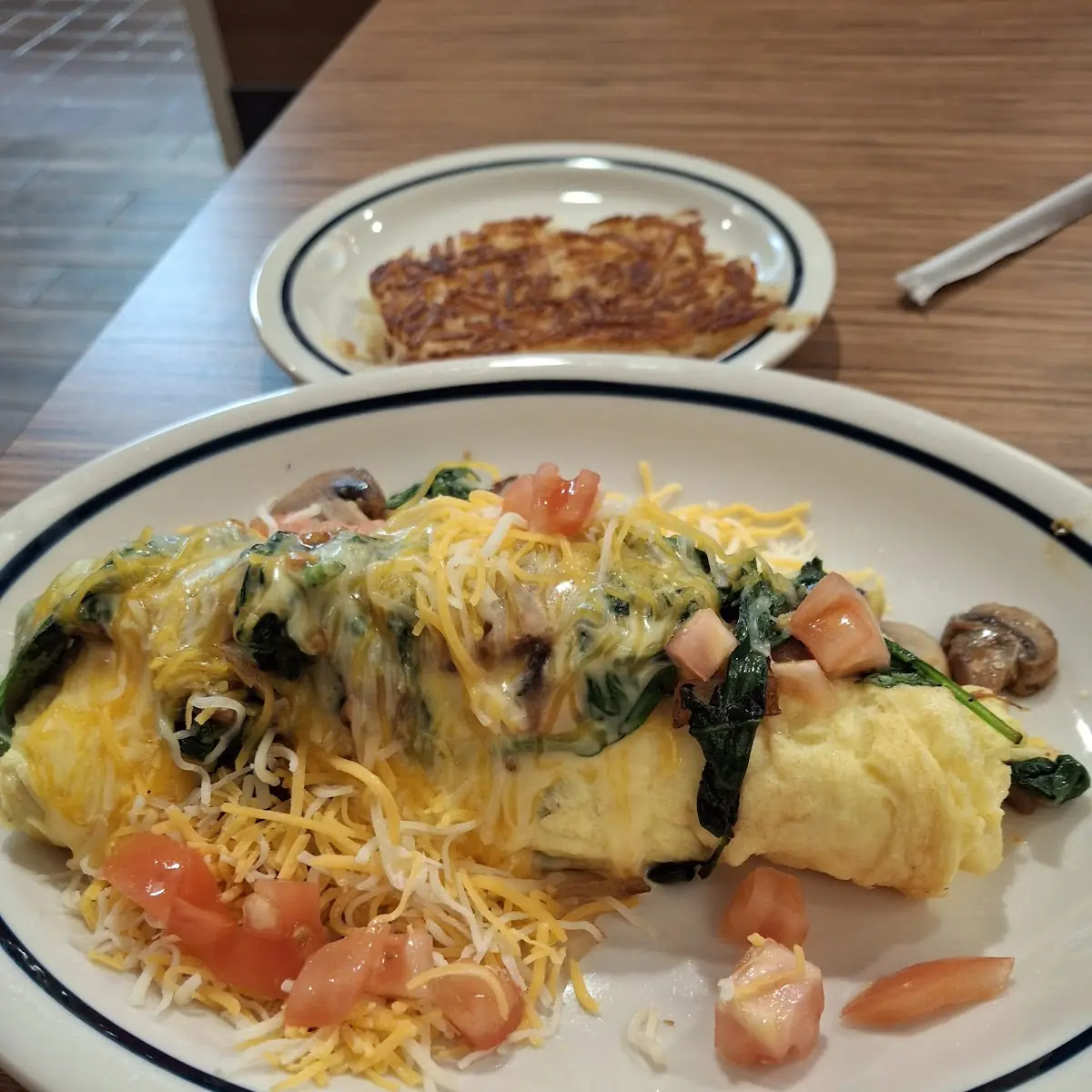 Spinach and Mushroom and Cheese Omelette