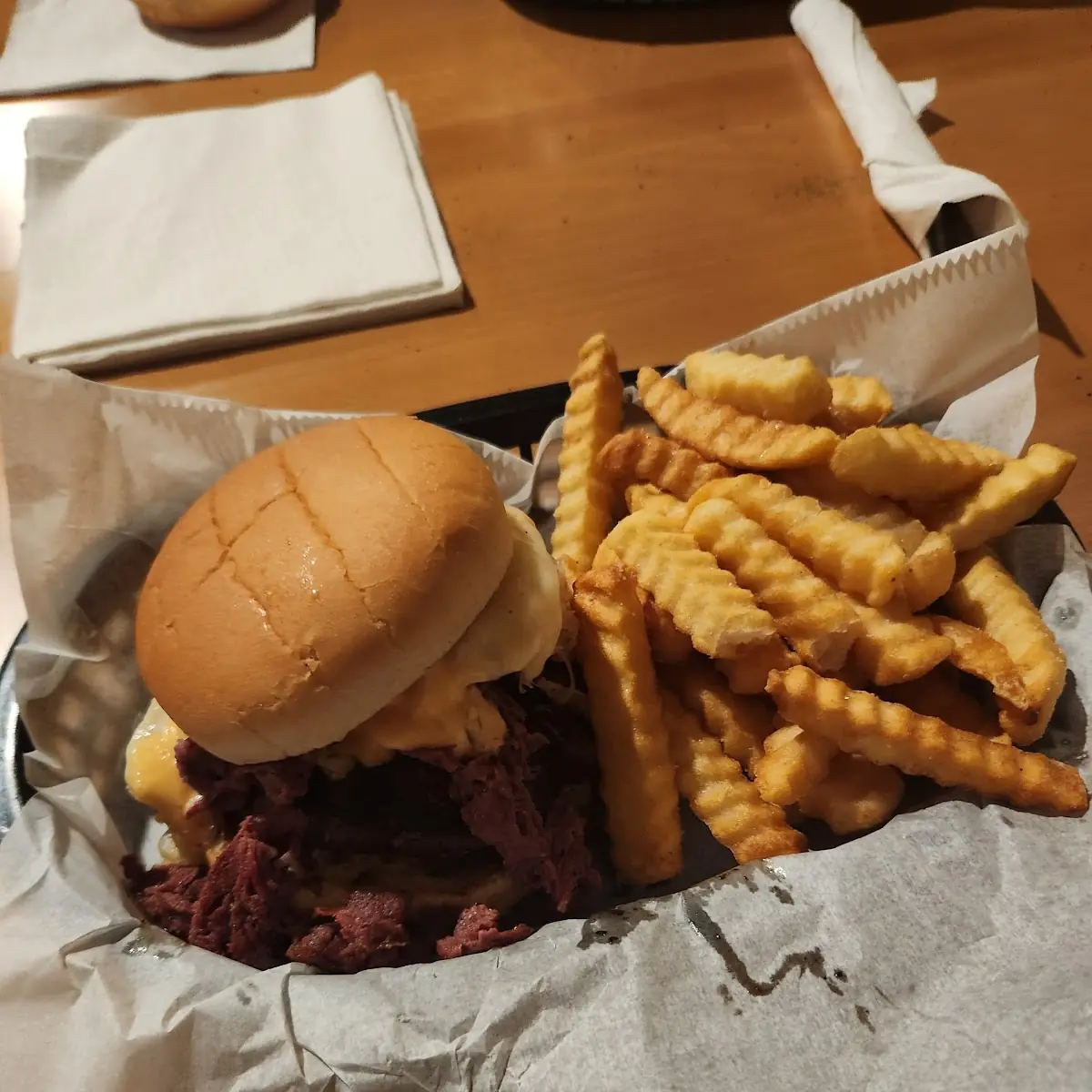 Ruben Burger and Fries