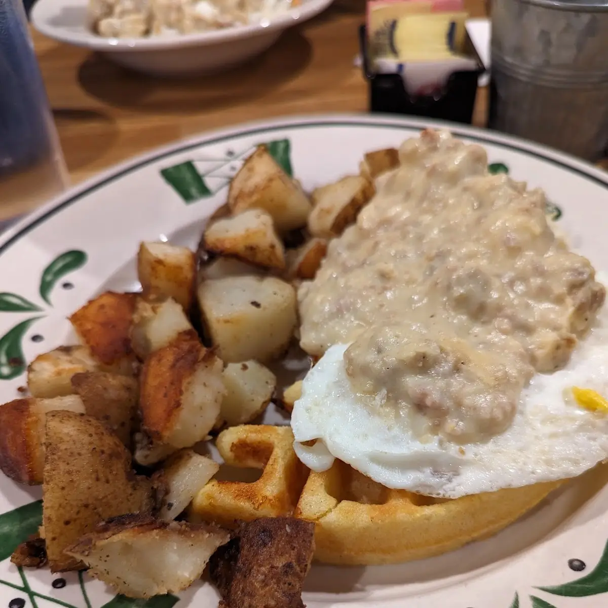 Sausage Gravy and Cornbread Waffle