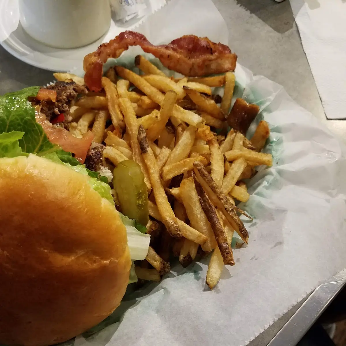 Bacon Burger and Fries