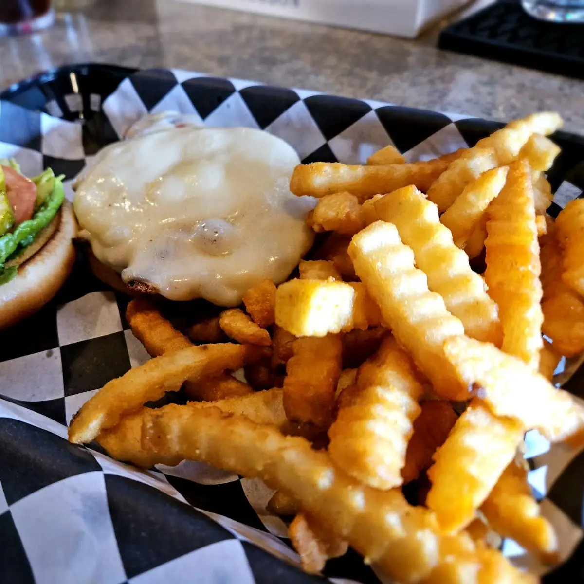 Burger with Crinkle Cut Fries