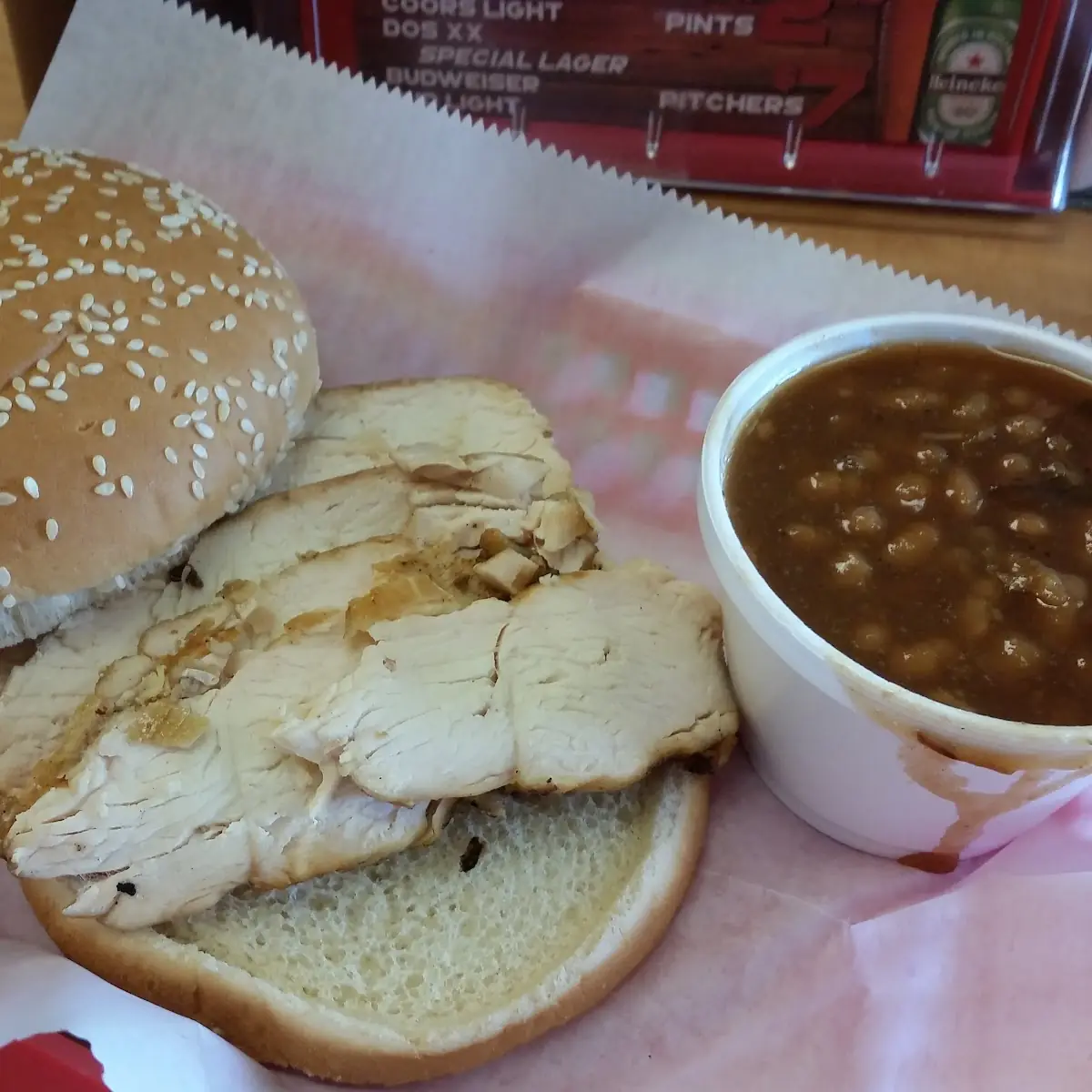 Chicken Sandwich and Baked Beans