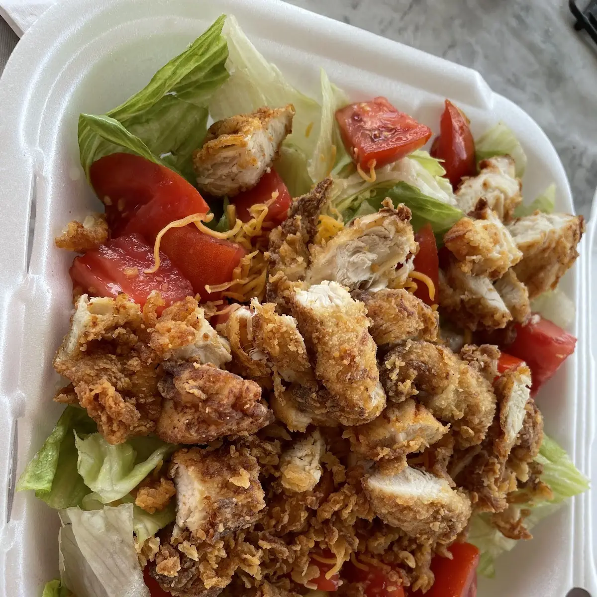 Salad with Fried Chicken