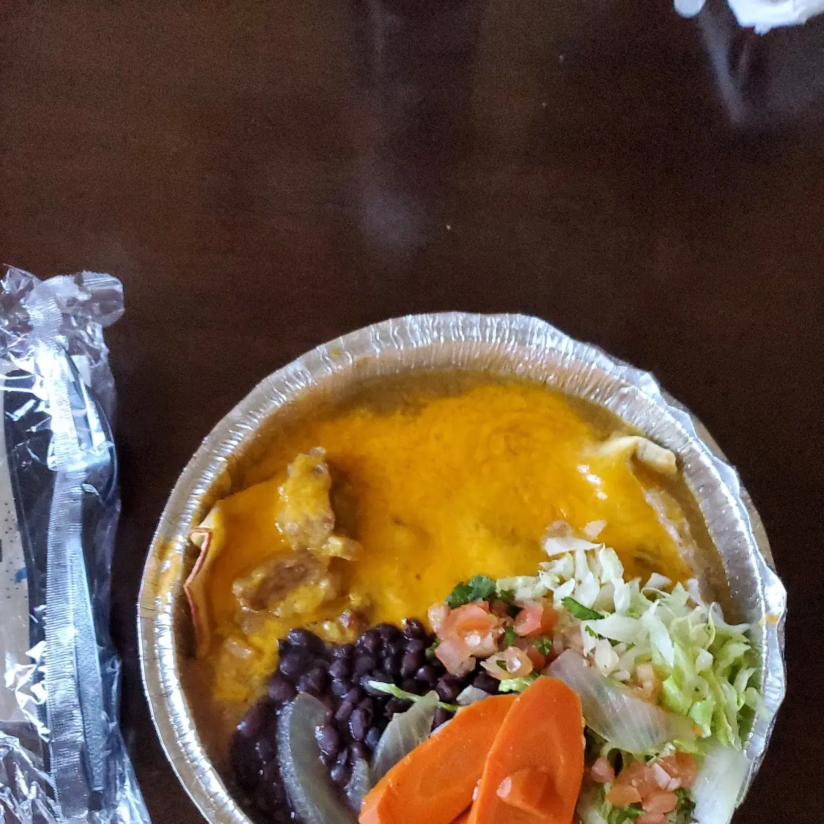 Chicken Smothered Burrito with Black Beans and Rice