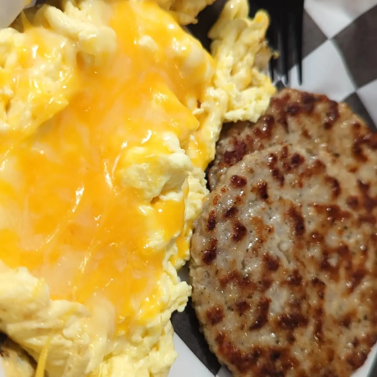 Scrambled Eggs and Sausage Patties