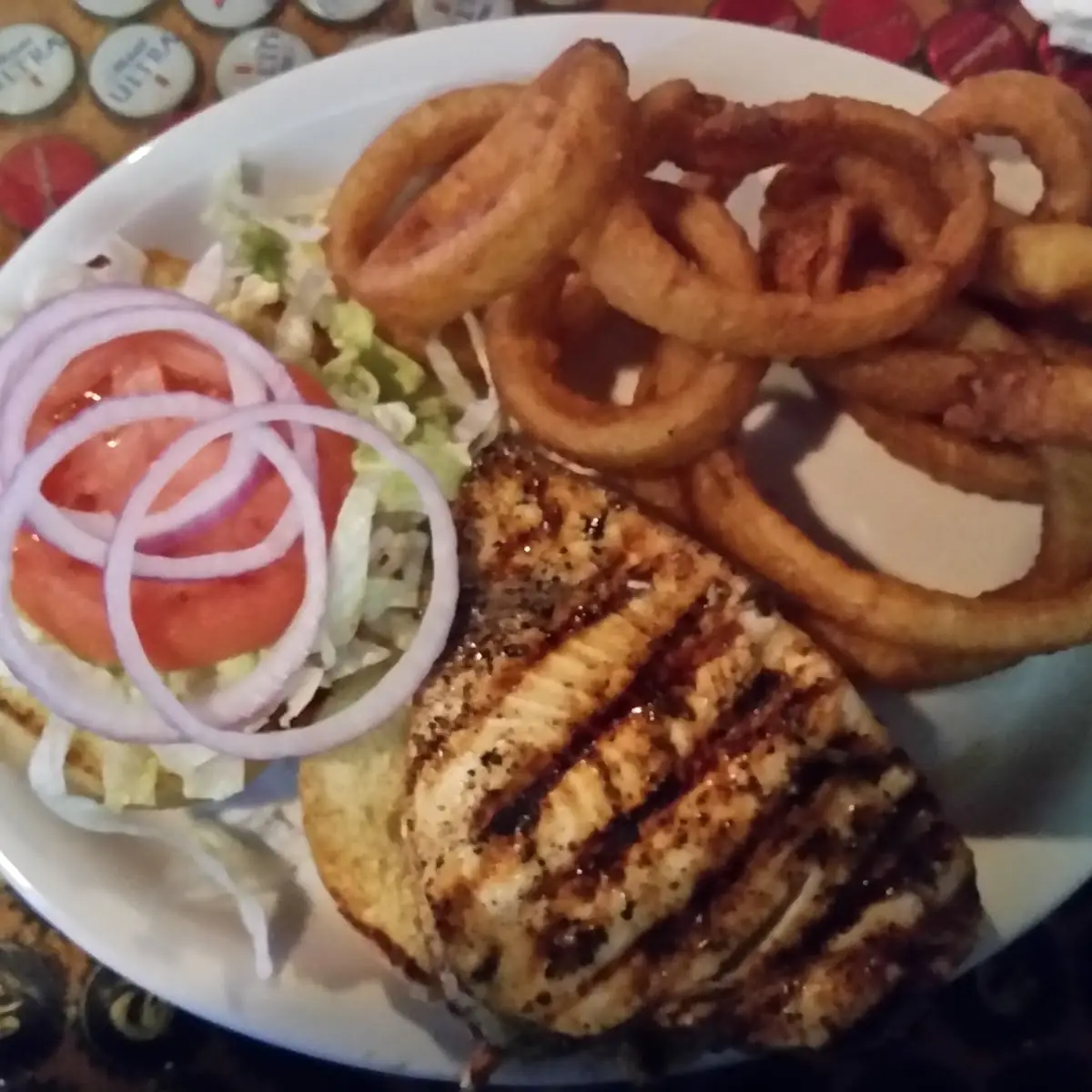 Swordfish Sandwich & Onion Rings