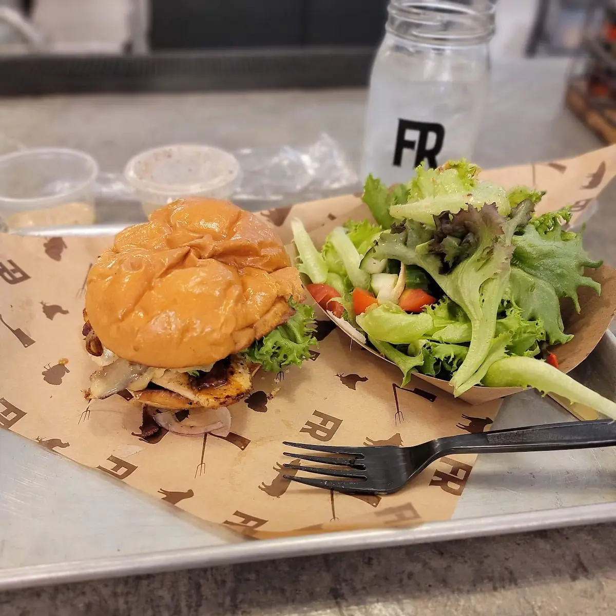 Grilled Chicken with Bacon with a Side Salad
