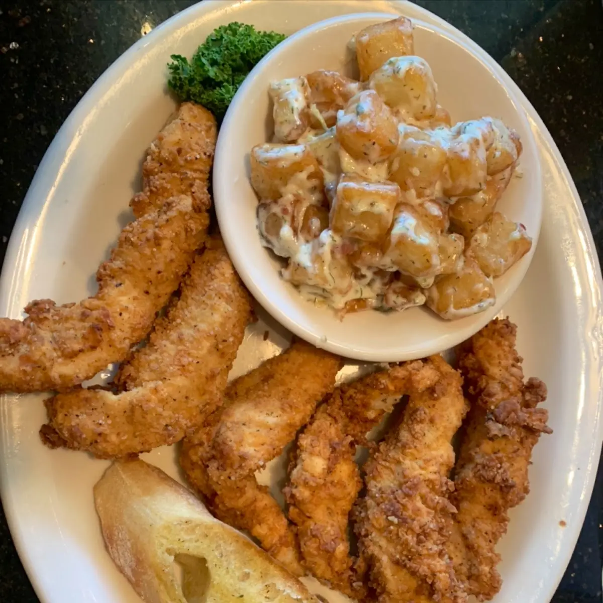 Chicken Strips and Mashed Potatoes and Gravy