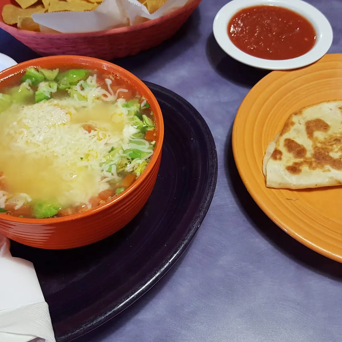 Chicken Tortilla Soup and a Cheese Quesadilla