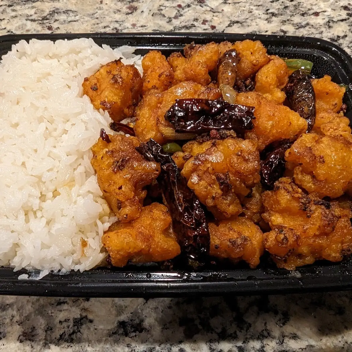 Crispy Chicken with Chilli Oil and White Rice