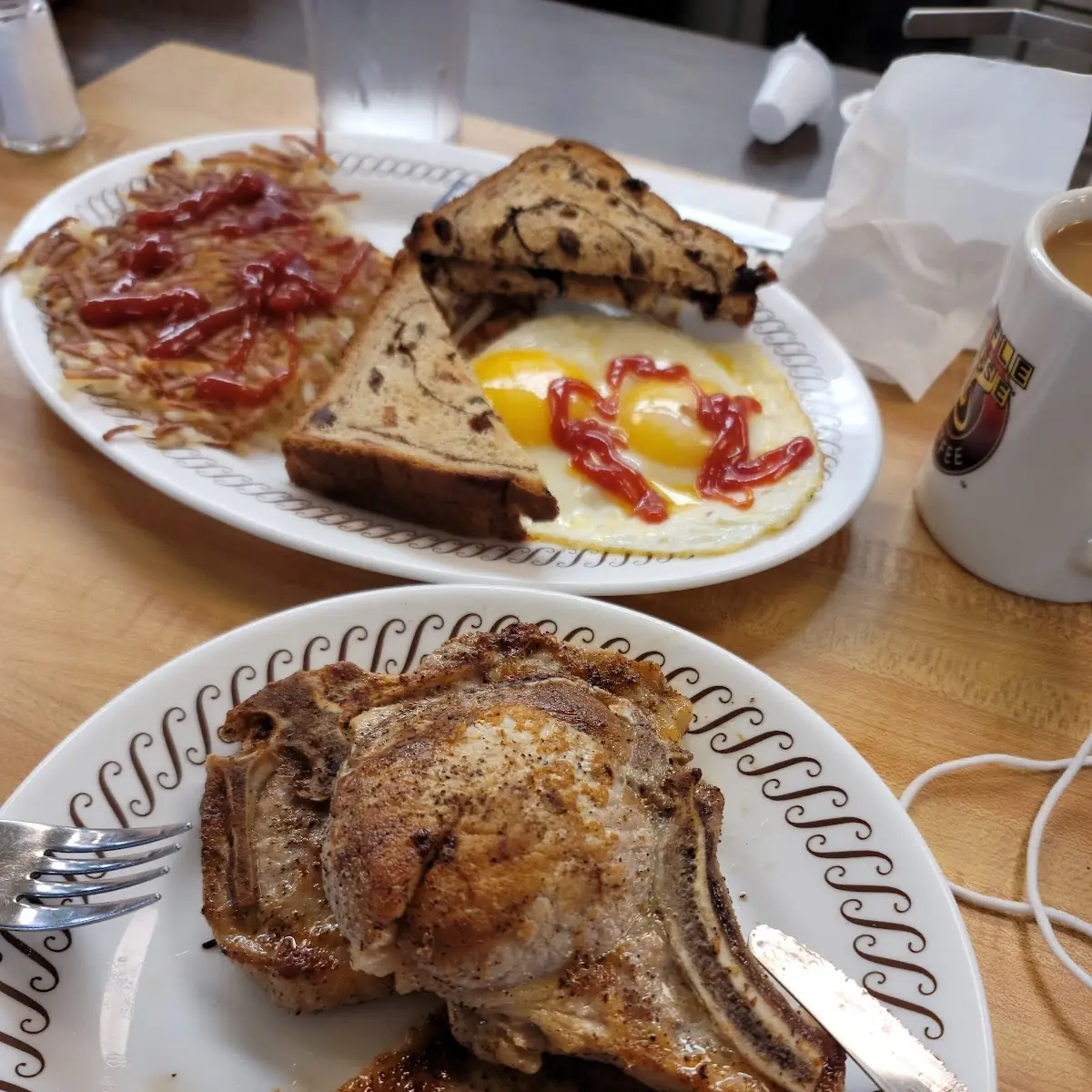 3 Pork Chop and Eggs