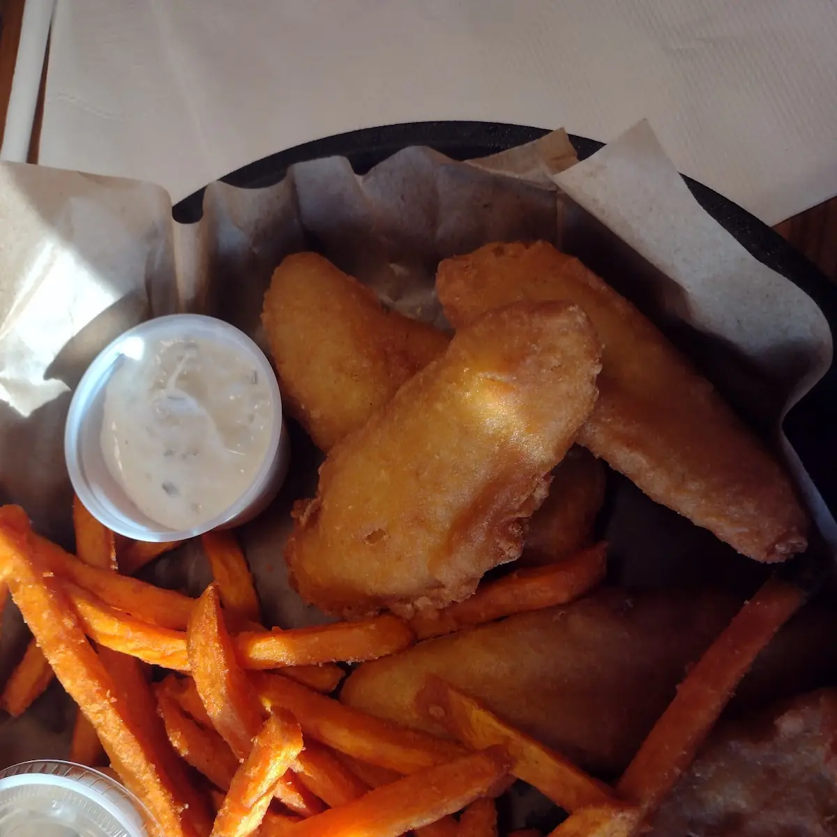 Fish Platter with Sweet Potato Fries