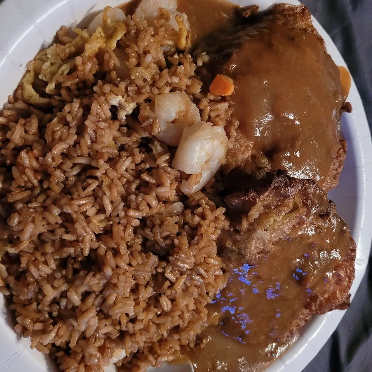 Shrimp Egg Foo Young with Shrimp Fried Rice