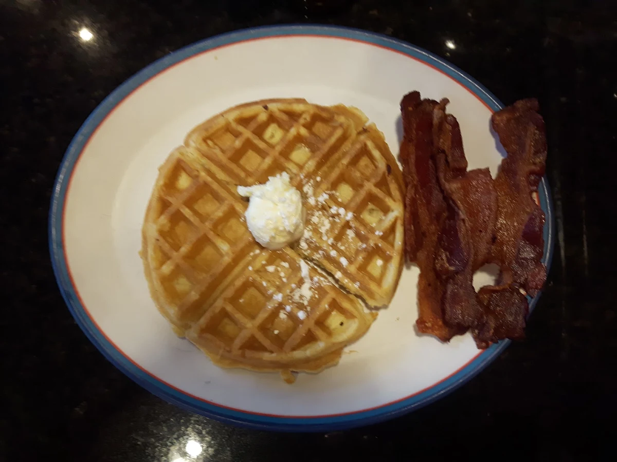 Plain Waffle and Bacon, Ricky's All Day Grill - Kingsway