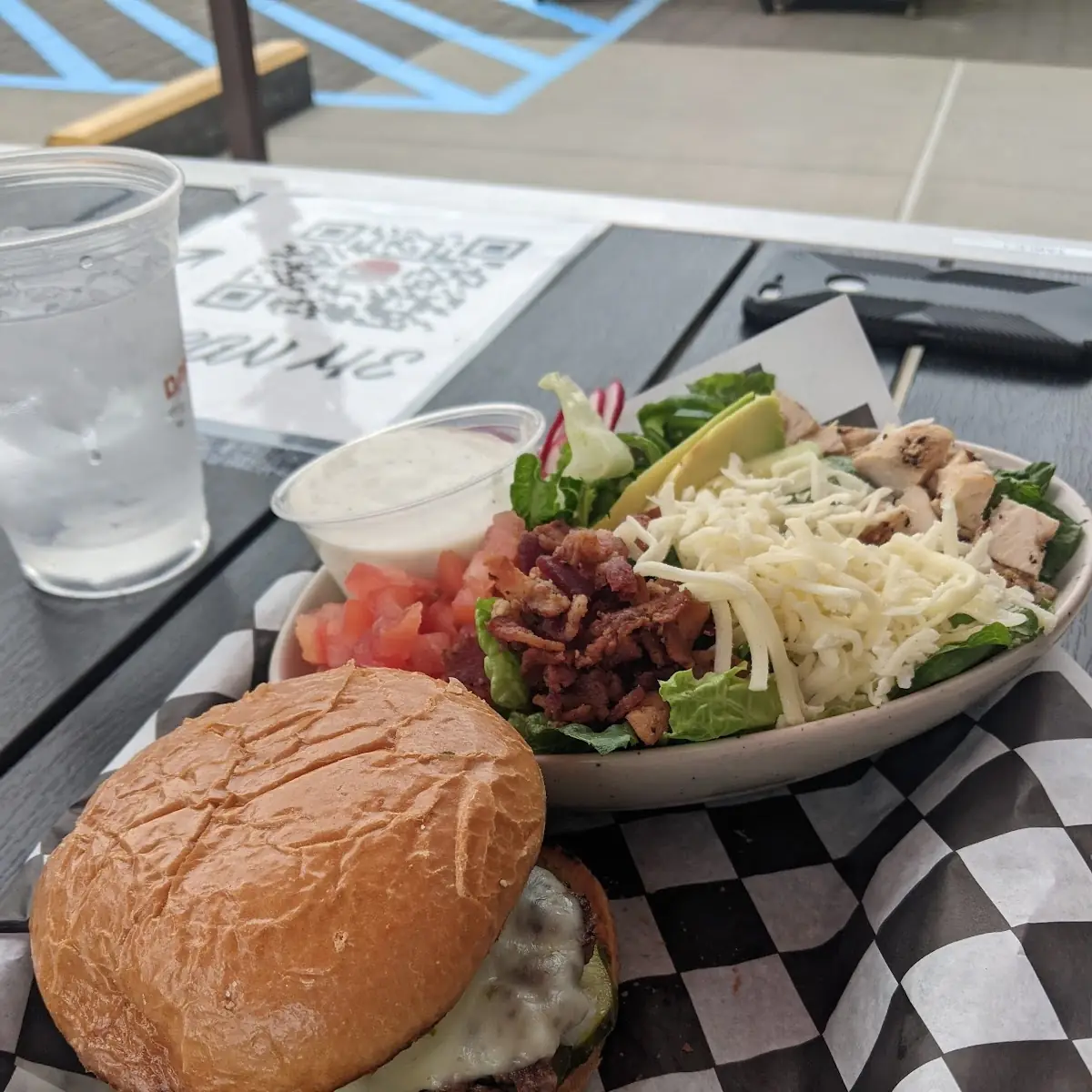 Burger and Chopped Salad