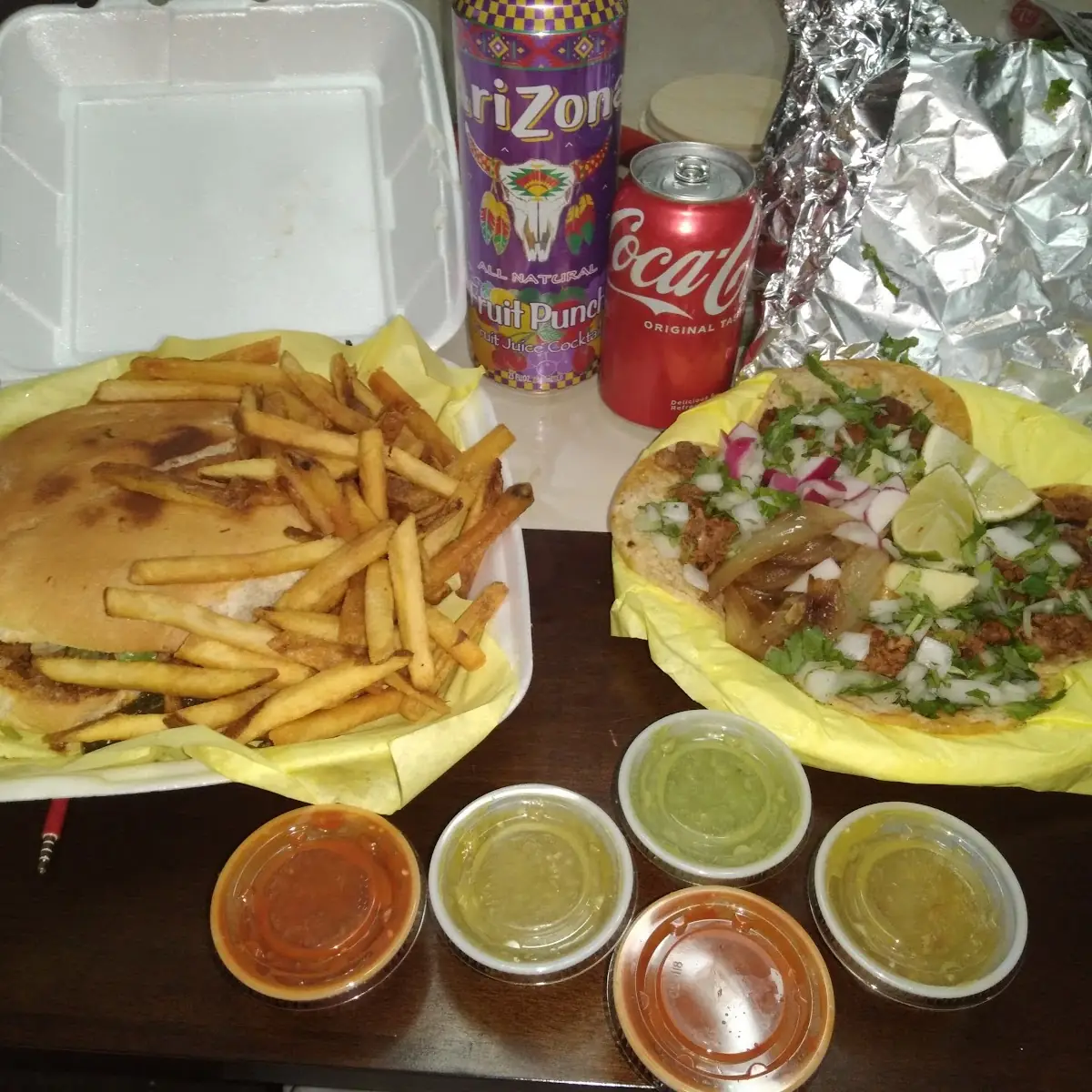 Pastor Tacos and Burrito