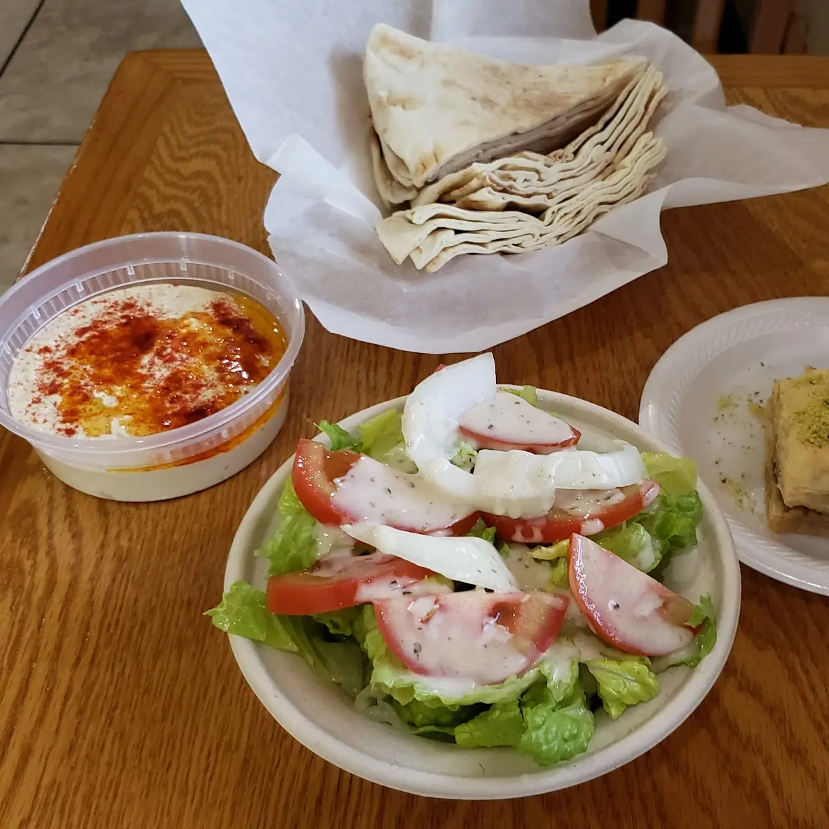 Hummus and Pita with a Salad
