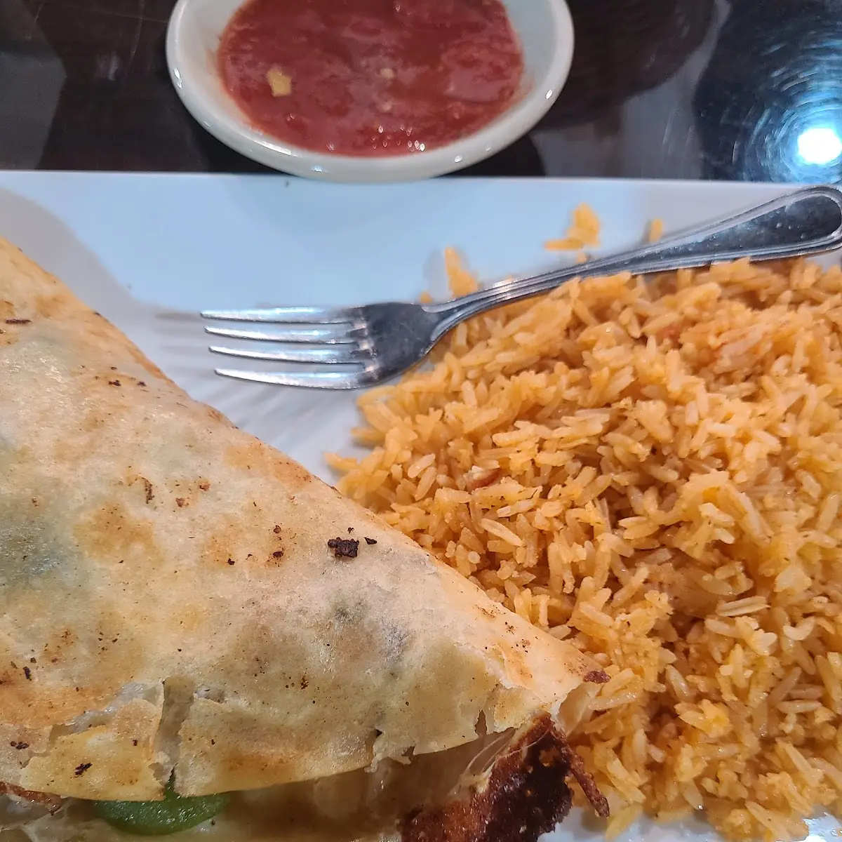 Cheese Quesadilla & Rice