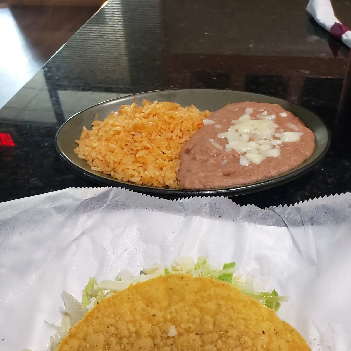 Taco Rice and Refried Beans