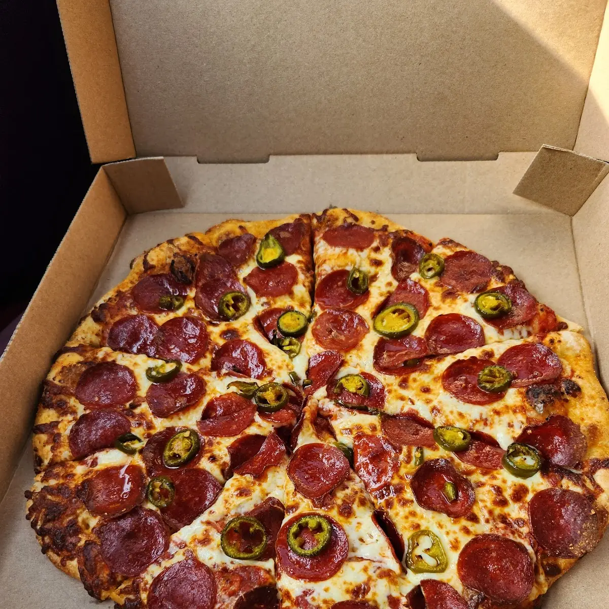 Pepperoni Pizza with Jalapeños