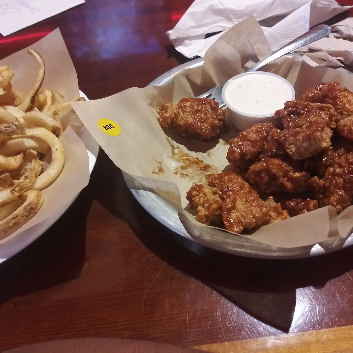BBQ Boneless Wings and Fries