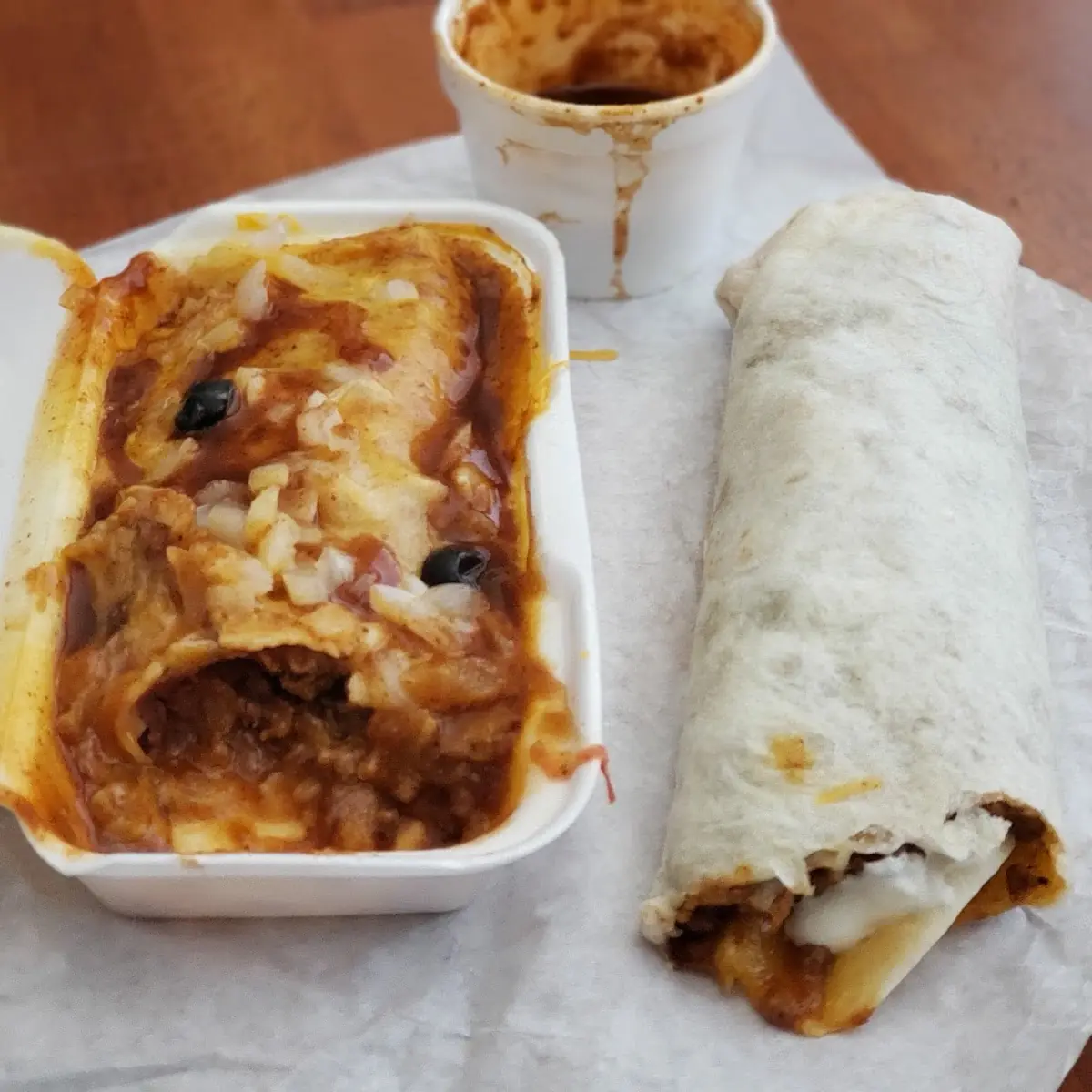 Enchilada and Beef Burrito