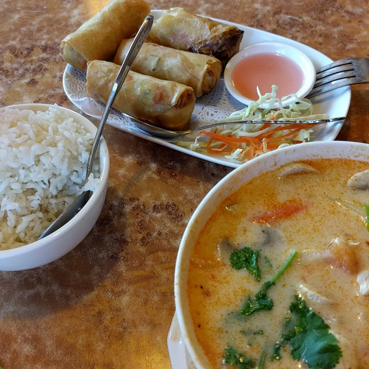 Jasmine White Rice and Spring Rolls