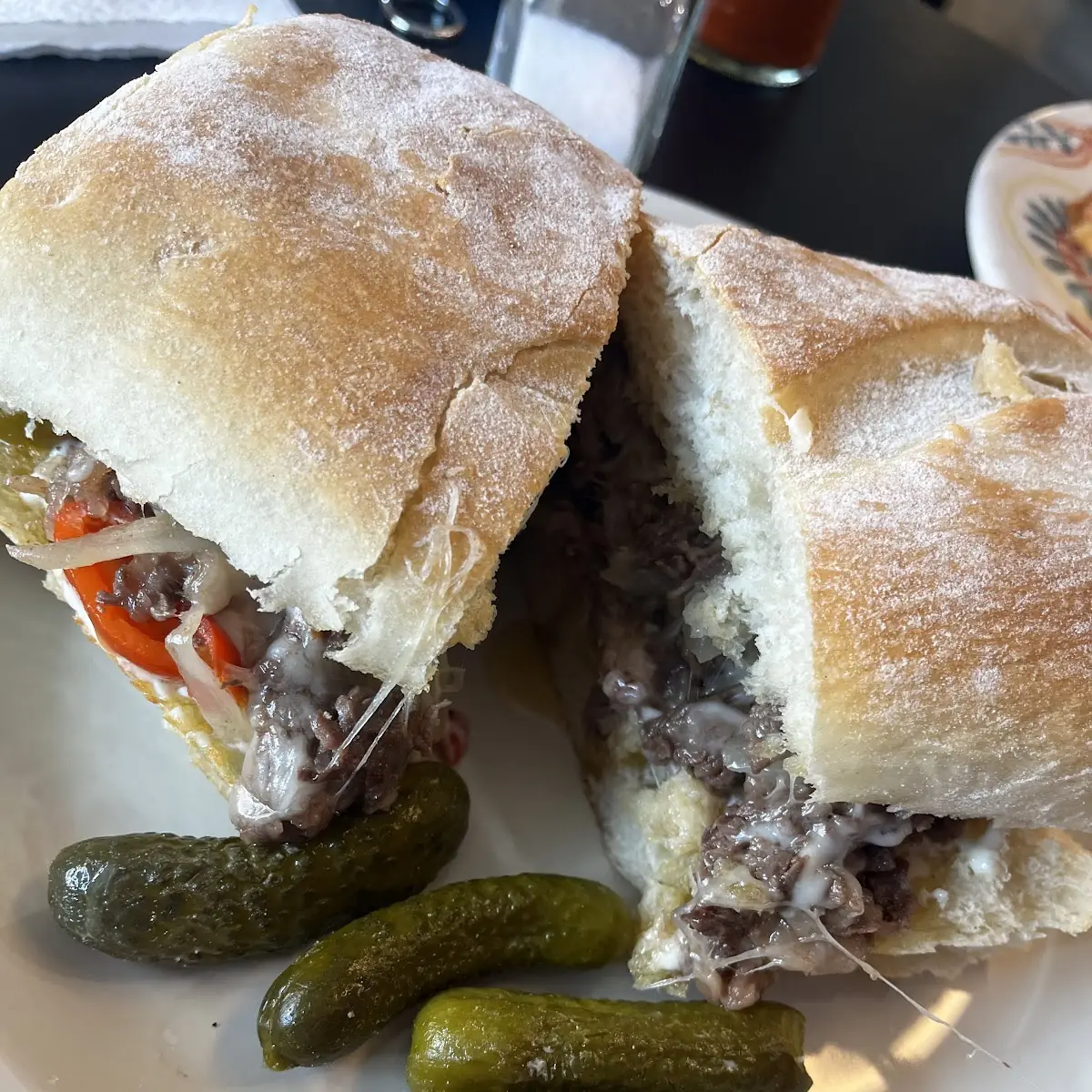 Steak and Cheese Sandwich with Pickles