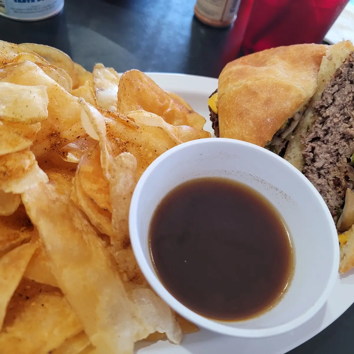 Burger Dip and Chips